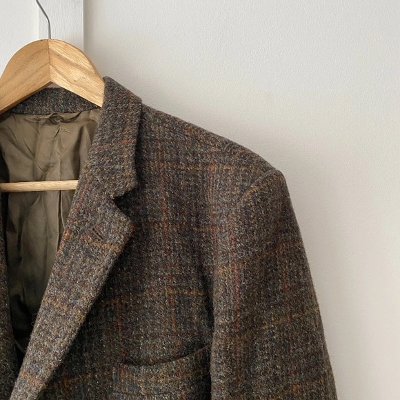 Harris Tweed Jacket Dunn & Co. Blazer Jacket Country Check 42 R - Picture 2 of 13